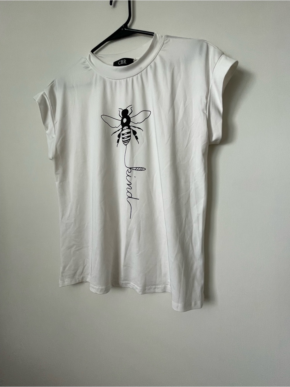 Bee Kind White Blouse Woman’s CBR Size Medium Silky Soft Cuffed Sleeves